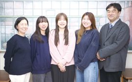 左からスタッフの俵美紀さん、中村綾那さん、俵和香奈さん、塚越彩楽さん、結グループ代表の俵隆典さん